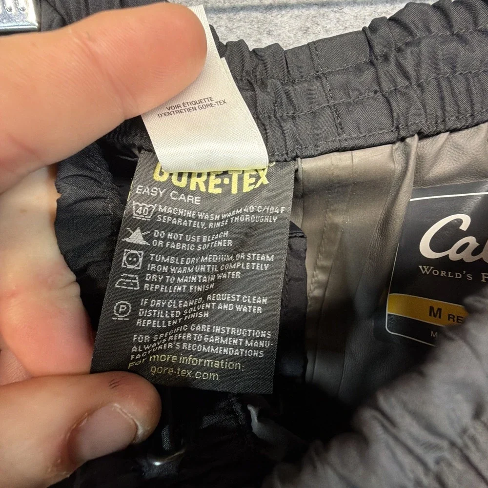 Cabelas GORE-TEX Rain Pants Mens Medium Black Waterproof Hiking Hunting Fishing